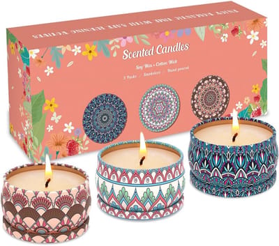 Set van 3 Sojakaarsen Geurkaarsen Aromatherapie - Natuurlijke Geur voor Thuis - Perfect als Cadeau voor Verjaardag, Kerst, Valentijn, Afstuderen en Feestdagen