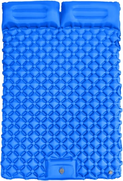 Dubbele Slaapmat - Opblaasbaar Kampeerbed - Outdoor Kamperen - Ingebouwde Voetpomp - 190x120cm - Blauw