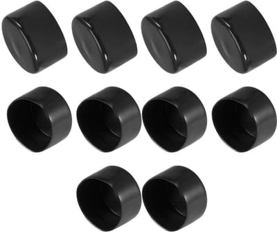 Dailygoods- Eindkap 10 Stuks - Rubber 50 mm ID - Flexibele Schroefdoppen - Draadbeschermers - Zwarte Vinyl - Zacht en Stevig Materiaal - Rubberen Doppen