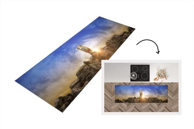 Keukenloper - Loper keuken - Leeuw - Illustratie - Zonsondergang - 150x50 cm - Keukenloper vinyl