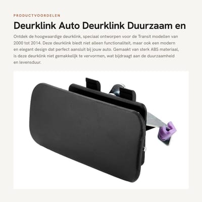 Dailygoods- Deurklink Zwart - Deurklink Rechts - Deurklink Auto - Deurbeslag - Duurzaam ABS - Uniek Ontwerp - Deurgreep
