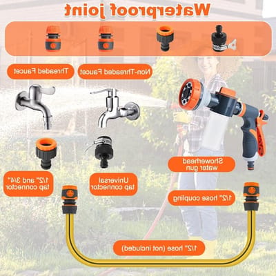 Handdouche voor de tuin met 8 standen, verstelbare waterstroom, hoge druk spuitkop, ideaal voor tuinirrigatie, autowassen en huisdierverzorging