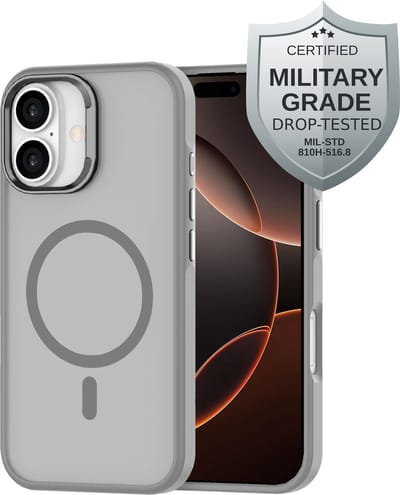 Cazy hoesje geschikt voor iPhone 16 Hoesje geschikt voor MagSafe - Military Grade Backcover - Grijs