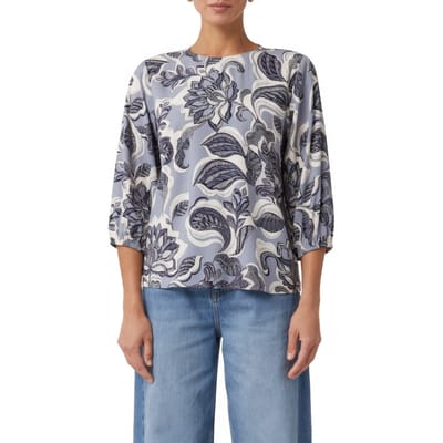 Viskose Serge Blouse Met Volledige Bedrukte Motief En 3/4 Mouwen Dames COMMA