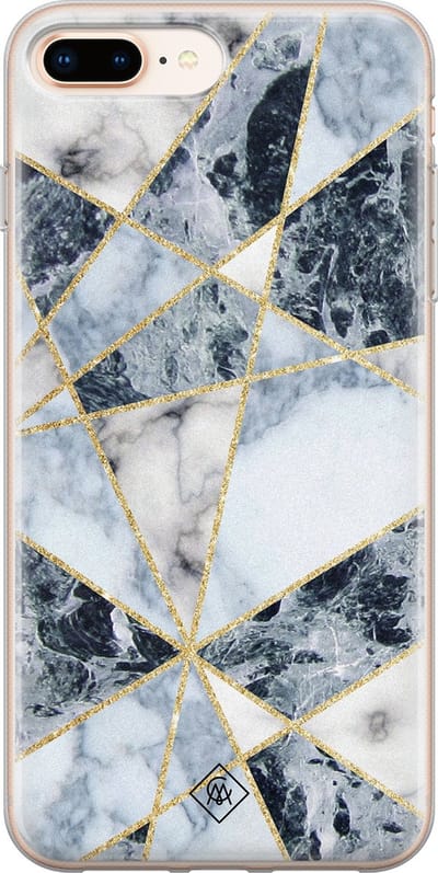 Casimoda® hoesje - Geschikt voor iPhone 8 Plus - Marmer Blauw - Siliconen/TPU telefoonhoesje - Backcover - Marmer - Blauw
