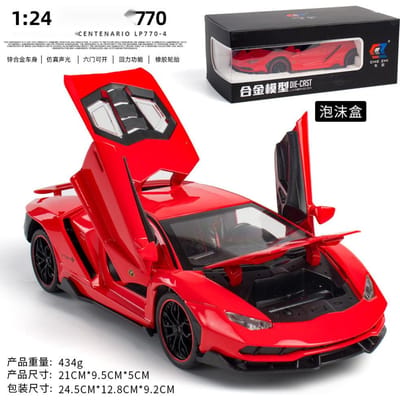 1:24 Lp770-4 Legering Diecast Model Speelgoed Auto Deuren Geopend Met Geluid Licht Pull Back Miniatuur Voertuigen Huisdecoratie