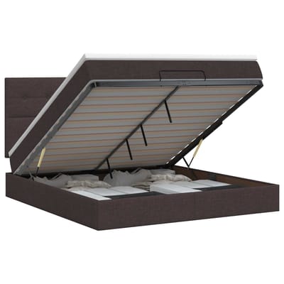 vidaXL - Ottoman - bed - met - matras - Donkerbruin - 140 - x - 200 - cm - Stof