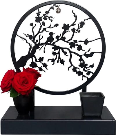 Urn japanse kersenbloesem - inhoud 1,8L - metaal - zwart