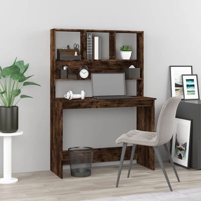 vidaXL - Bureau - met - schappen - 102x45x148 - cm - bewerkt - hout - gerookt - eiken