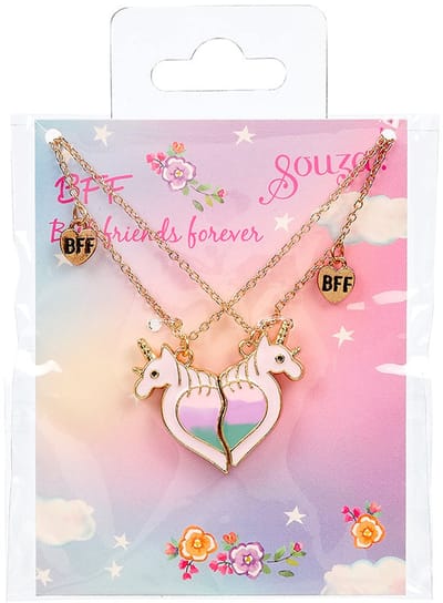 Souza Giftpack BFF Eenhoorn, 2 kettingen (2 stuks/kaartje, 1 kaartje).