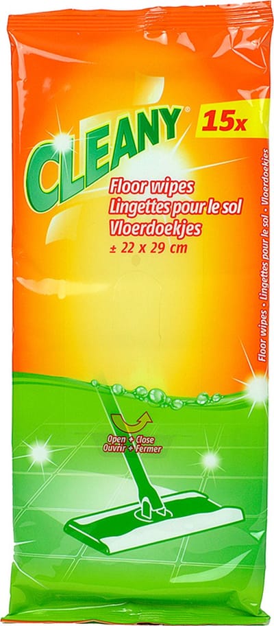 Cleany - Vochtige vloerdoeken - Reinigingsdoeken - Vloerreiniger - Natte vloerdoekjes - Hersluitbare verpakking!- Voordeelset: 3 x 15 stuks!!