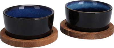 Home & Styling Apero Set van 2 Kommetjes met onderzet - Ø9xH3,3cm - Blauw
