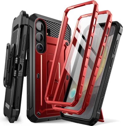 SUPCASE Geschikt voor Samsung Galaxy S25 Plus - UB Pro -Back Cover Hoesje Full Protect Kickstand Rood