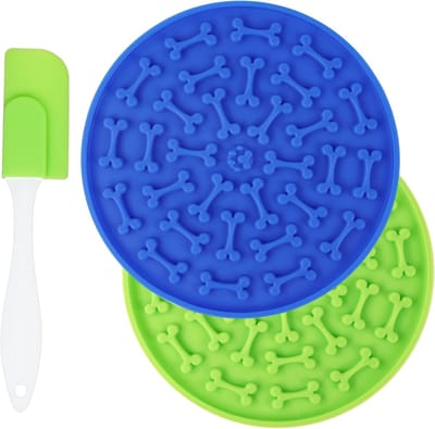 Honden Likmat - Voerbak - Langzaam Voeren - Sterke Zuignappen - 2 stuks - Groen Blauw