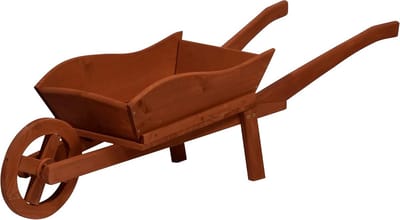 Houten Plantenkruiwagen - Decoratieve Bloemenwagen voor Buiten met Werkend Wiel - 107x29x30 cm