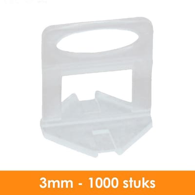 Fixfine - 3mm Tegel Levelling Clips – Tegel Dikte 3-13mm – 1000 stuks- de favoriet van de professional