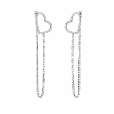 Bijoutheek Oorknoppen Strass hart ketting stenen Zilver