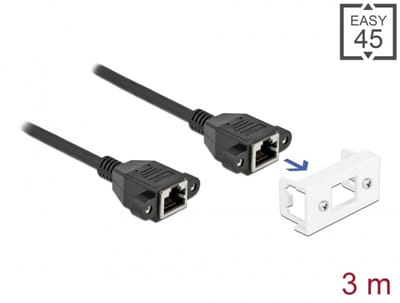 Delock Network Extension Cable for Easy 45 Module S/FTP RJ45 jack to RJ45 jack Cat.6A 3 m black