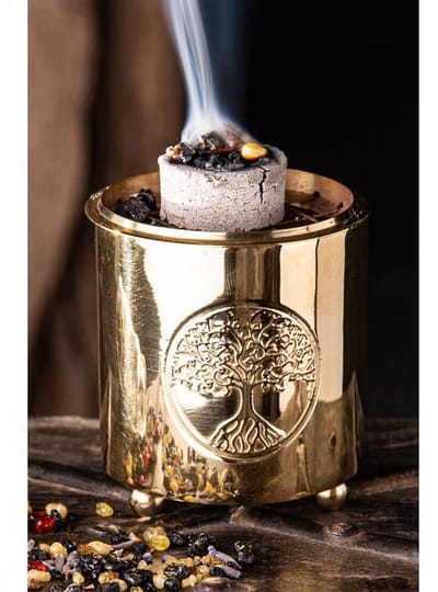 Wierookbrander met netje Yggdrasil messing