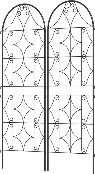Klimplantensteun met ruitpatroon, set van 2 tuinlatwerk voor klimplanten, bloemen en groenten, metaal, 50 x 150 cm, zwart