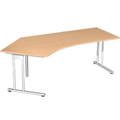 Hoekbureautafel 135° PALENQUE, C-poot, hoek links, B 2165 x D 800/1130 x H 720 mm, beuken