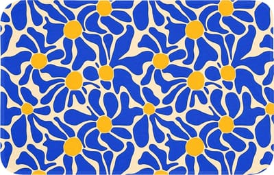 Badmat 80x50 cm - Antislip - Abstract - Bloem - Blauw - Badmatten voor badkamer - Badkamermat - Douchemat - Badkamer mat