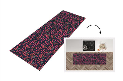 Keukenloper - Loper keuken - Patronen - Bessen - Rood - 150x50 cm - Keukenloper vinyl