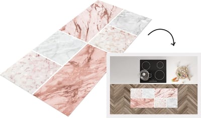 Keukenloper - Loper keuken - Marmer - Collage - Luxe - 120x50 cm - Keukenloper vinyl