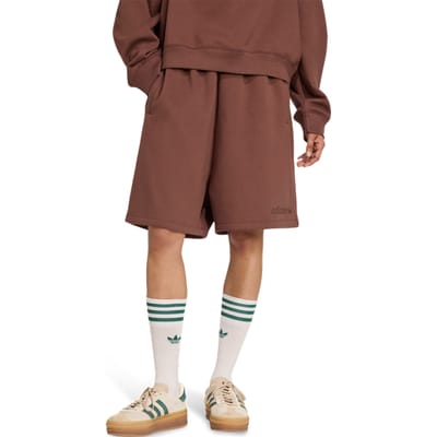 Adidas Essentials Linear Shorts Oversized Korte Broeken Dames - Bruin - Maat L (42-44) - Katoen Jersey