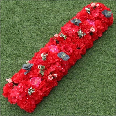 Kunstbloemen Boeket - Zijde Bloem Rij - Bruiloft Decoratie - Milieuvriendelijk Materiaal - 50 cm - Rood