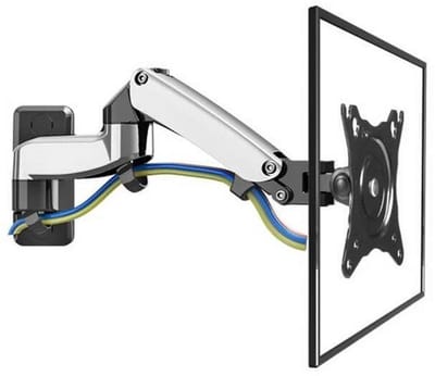 DrPhone MountEase3 Monitor Beugel – 17 Tot 27 Inch – 360° Draaibaar – Verstelbare Wandbeugel – Kabelmanagement – VESA 75x75 Tot VESA 100X100 – 7 Kg Laadcapaciteit - Zilver