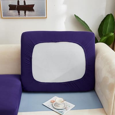 Housse de coussin de siège de canapé, housse de chaise lavable en Polyester, protection de meubles pour animaux de compagnie et enfants, élastique amovible, couleur unie Seat Length 50-65cm blue