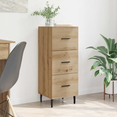 vidaXL - Dressoir - artisanaal - eikenkleurig - 34 - x - 34,5 - x - 90 - cm - Bewerkt - hout