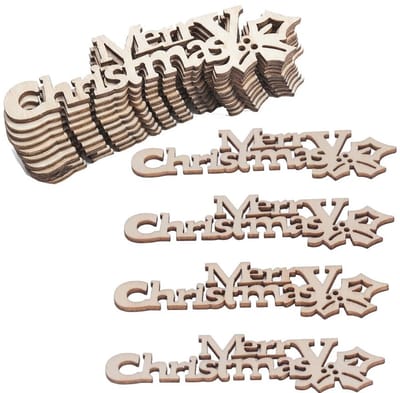 Dailygoods- Houten Ornamenten 40 Stuks - Kerstdecoratie - DIY Plakjes - Dicht Bordmateriaal - Lichtgewicht - Duurzaam