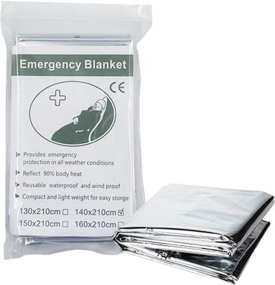 Ruimte Dekens Survival - Nooddekens Outdoor - Buiten Bescherming - Wind- en Waterdicht - 160x210cm - Zilver