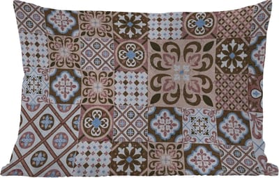 Buitenkussens - Tuin - Patronen - Vintage - Bruin - Bloemen - vormen - 50x30 cm