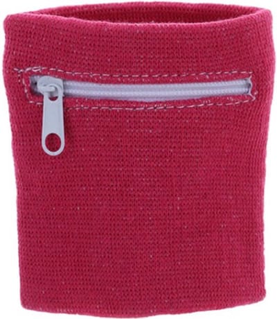 New Age Devi - Zweetbandjes - Polsbandje - Pols Zweetbandje - Met Rits - 8 x 8 CM - Rosé Roze / Rood - Perfect voor Sport en Fitness!