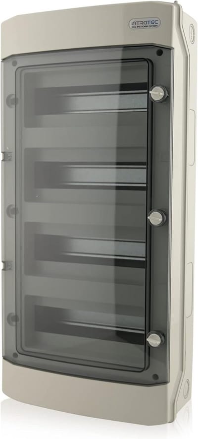 Waterdichte verdeelkast voor buiten - IP65, 4 Rijen, 48 Modules, Grijs