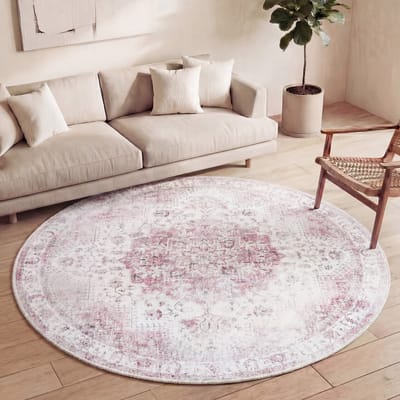 FRAAI Rond Vintage vloerkleed - Lago Roze | Hoge kwaliteit - Ø 280cm