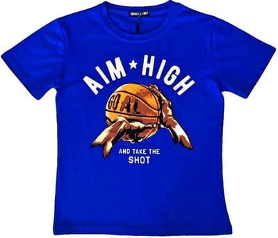S&C Shirtje Aim high blauw Kids & Kind Jongens Blauw - Maat: 98/104