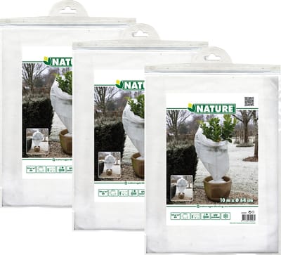 Nature plantenhoes XL - 3x stuks - H10 m x D64 cm - wit - anti-vorst beschermhoes - H1000 x D64 cm