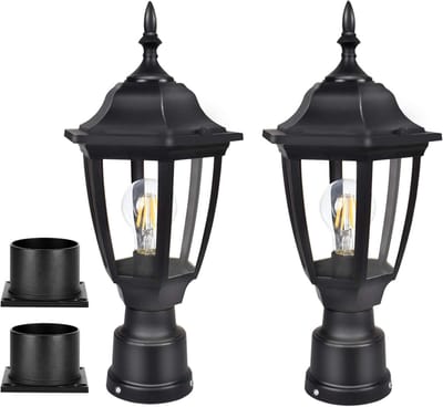 Paalverlichting Buiten - Tuinlampen Paal - Terras Verlichten - Anticorrosief Plastic - 38cm Hoog - Zwart