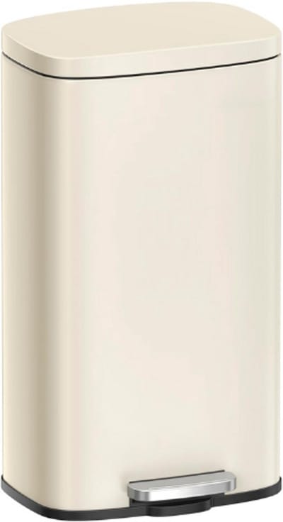 Keuken Afvalbak 30 Liter Prullenbak Met Pedaal Soft Close Deksel En Binnenemmer Stalen Afvalemmer Zand Beige