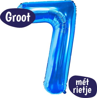 Cijfer Ballonnen - Ballon Cijfer 7 - 70cm Blauw - Folie - Opblaas Cijfers - Verjaardag - 7 jaar, 70 jaar - Versiering