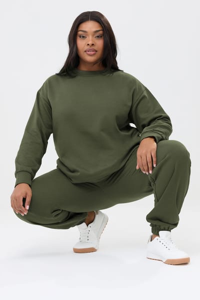 Yours Set Khaki Groene Sweatshirt & Joggingbroek Set Size 42