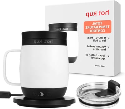 Zelfverwarmende Reisbeker - Thermosmok Drankbrouwsel - Warme Dranken Onderweg - Instelbare Temperatuur - 400 ml - Wit