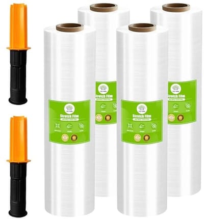 Huiselijke Rekfolie met Handgrepen - 45,7 cm x 304,8 m - 60 gauge - 4 Stuks