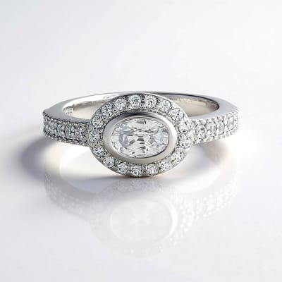 Cavill - Zilveren Ring met Ovale Cambodja Zirkoon 0,713 ct en Pavé Ronde Zirconia 1,07 ct - 925 Sterling Zilver - Elegante Damesring met Bezel Zetting