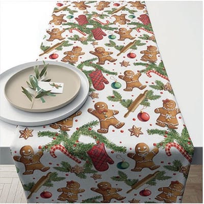 tafelloper - katoen - Ambiente - Gingerbread cookies - Kerst - Christmas - table runner - winter