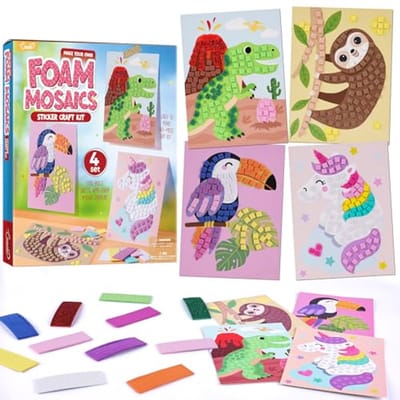 Creatieve Vrijetijdskit met Dieren Schuimmozaïek voor Kinderen - Activiteitenspel voor Verjaardagen